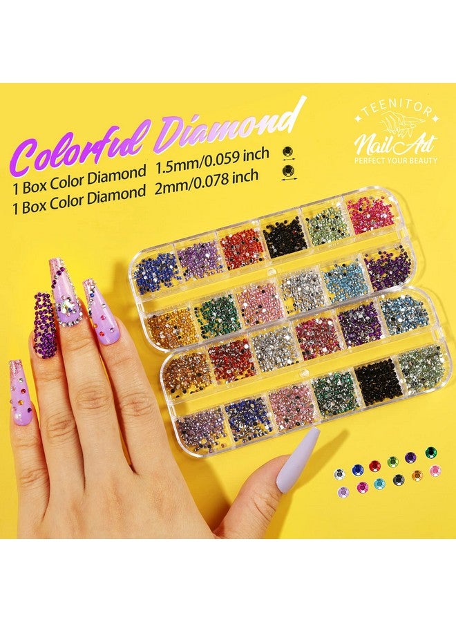 Rhinestones For Nails 5 Boxes Nail Art Rhinestones 36 Boxes Nail Flakes Nail Gems Stone Nail Design Kit Nail Rhinestones For Nail Art Nail Accessories