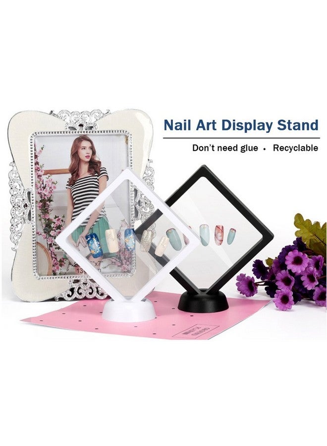 Rhombus Acrylic Nail Art Display Stand Frame Nail Display Board With Mounting Acrylic Nail Plate And Pet Thin Film Presentation Display 4.3 4.3Inch Nail Tips Rack Tool