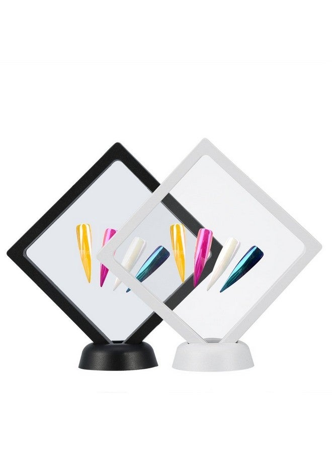 Rhombus Acrylic Nail Art Display Stand Frame Nail Display Board With Mounting Acrylic Nail Plate And Pet Thin Film Presentation Display 4.3 4.3Inch Nail Tips Rack Tool