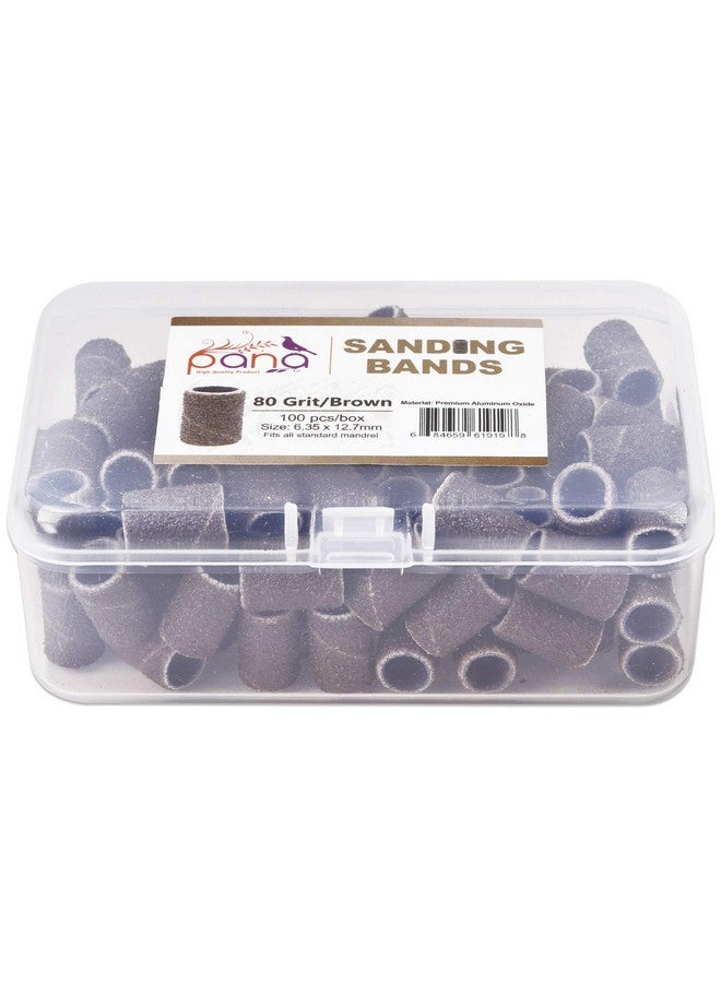 100 Pieces Nail Sanding Bands Professional Nail Manicure Great Fit For Nail Drill Bits For Acrylic Nails (80 Grit Brown)