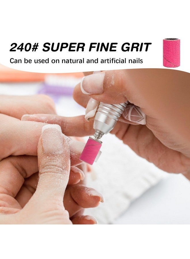 Sanding Bands For Nail Drill 240 Grit Extreme Fine Nail Sanding Bands 200Pcs Pink Professional Sanding Bands And 2Pcs Nail Drill Bits For Manicures And Pedicure