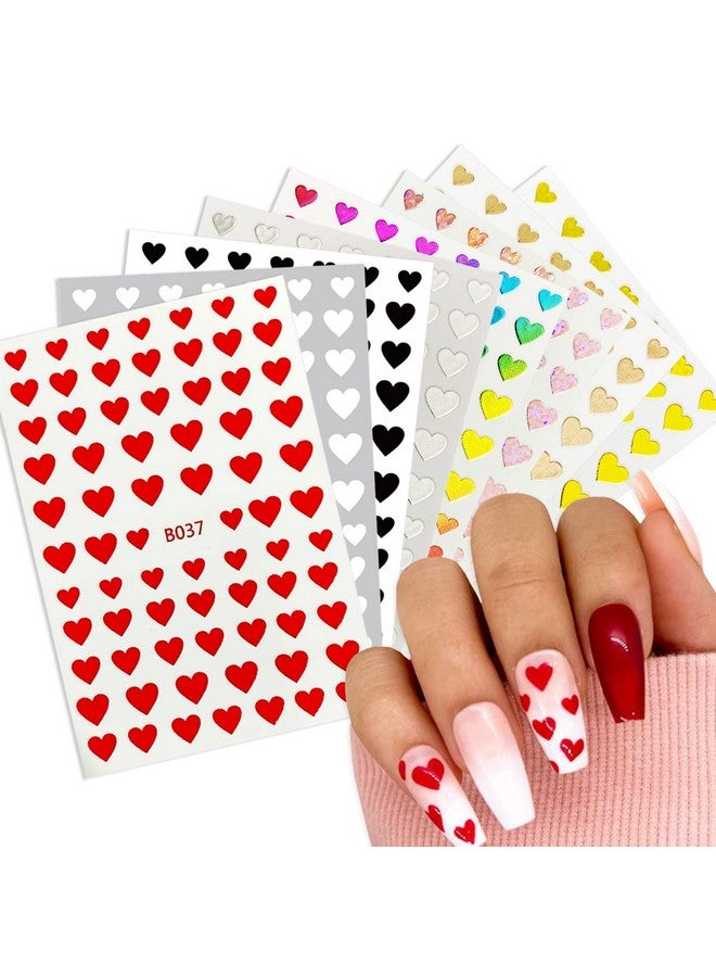 8 Sheets Heart Love Nail Art Stickers Decals 3D Selfadhesive Nail Art Supplies Heart Nail Art Decorations Heart Design Nail Accessories For Women Girls Kids Manicure Tips Charms Diy Nails Art