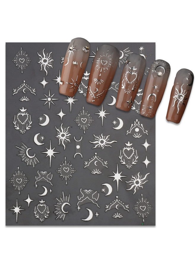 Valentine'S Day Star Moon Nail Stickers Selfadhesive Golden Heart Nail Art Decals For Diy Nail Decorations (3 Sheets)