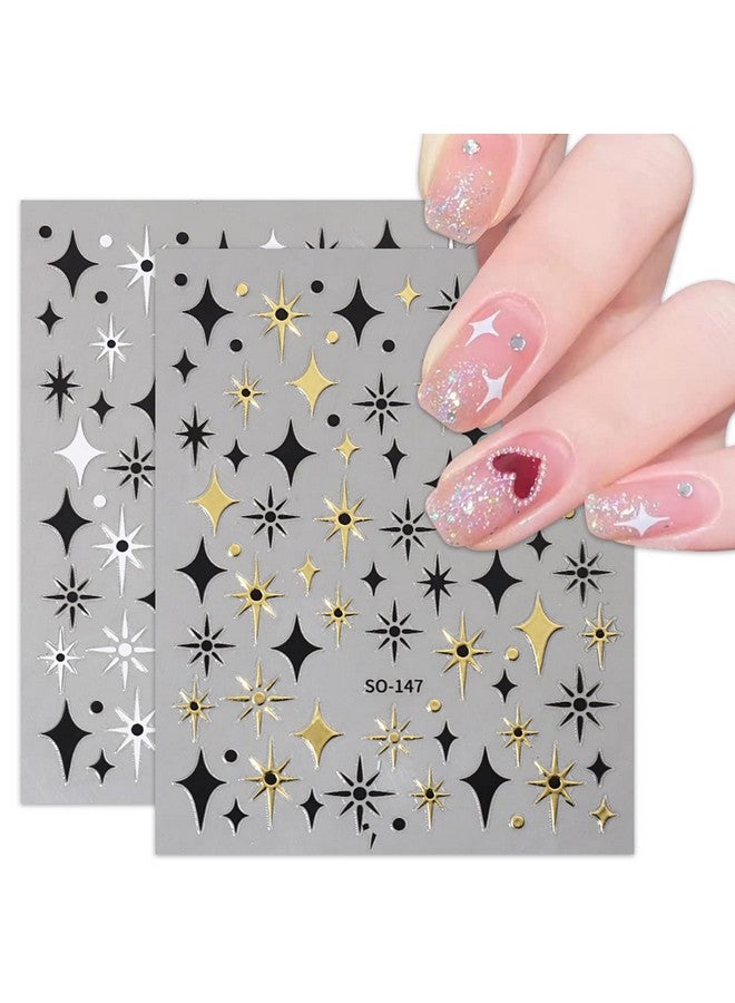 6 Sheets Sun Star Nail Art Stickers Bronzing Moon Nail Decals 3D Selfadhesive Heart Nail Stickers Rose Gold Sliver Starlight Moon Star Nail Designs Sticker For Women Diy Acrylic Nail Art Supplies