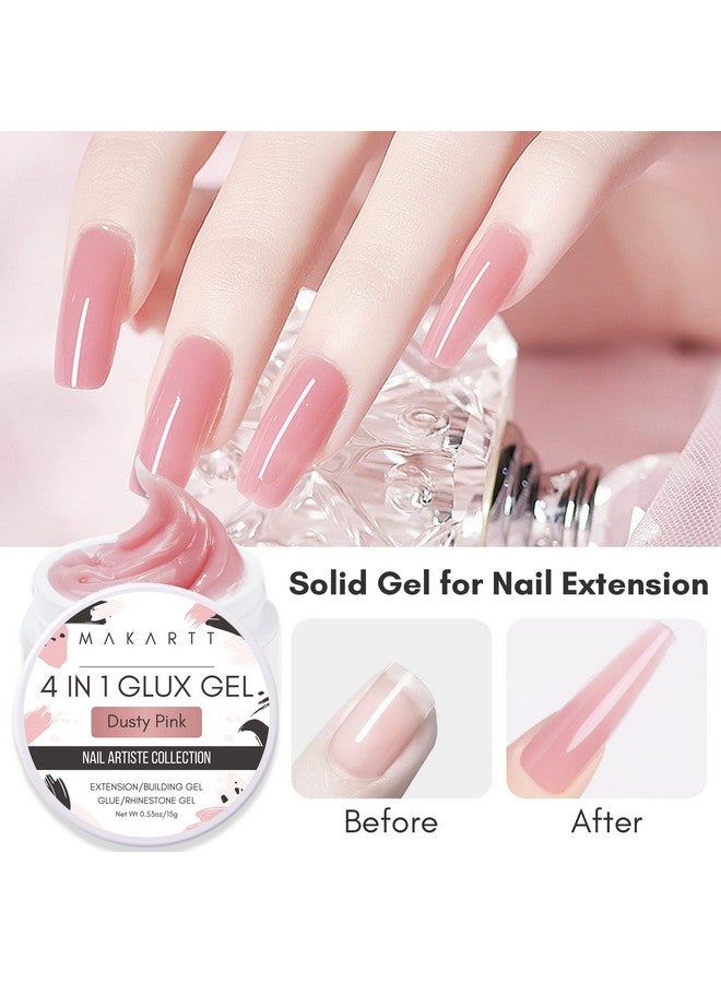 Solid Builder Nail Gel15Ml 4 In 1 Nail Extension Gel Uv Glue For Acrylic Nails Soft Gel Nails Rhinestones Gel 3D Nail Sculpture Gel Hard Gel For Nails Uv/Led Nail Lamp Required Dusty Pink