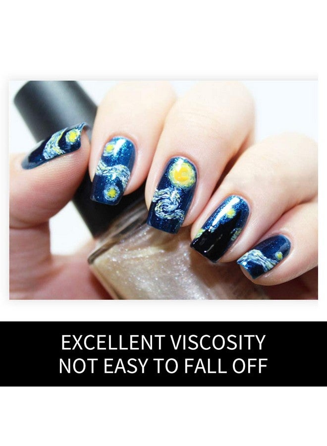 3D Van Gogh'S Starry Night Fullnail Stickers Full Nail Starry Sky Art Gel Nail Polish Sticker Decals Shimmery Glittery Long Lasting Easy To Apply & Remove 2 Sheets(28 Nail Wraps) And 1 Nail File