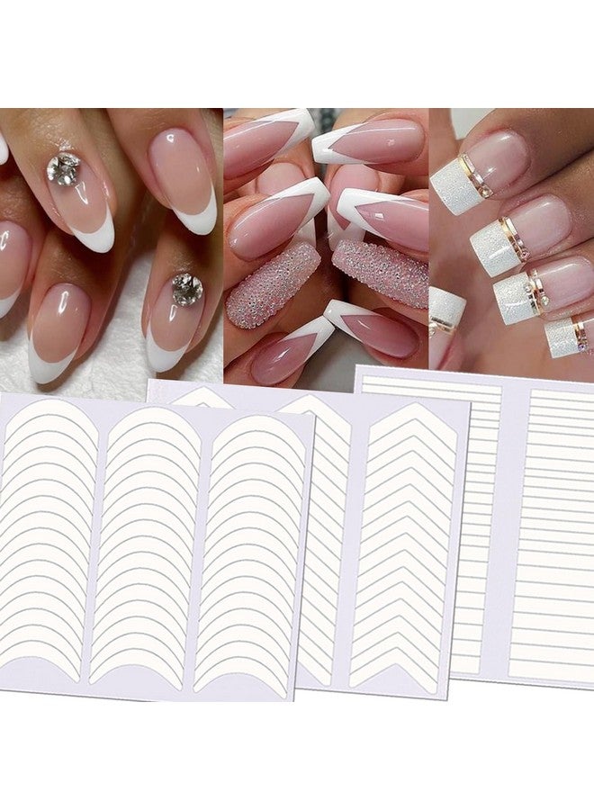 1752 Pieces 3 Designs French Manicure Nail Art Stickers Selfadhesive Nail Tips Guides For Diy Decoration Stencil Tools (36 Sheets)