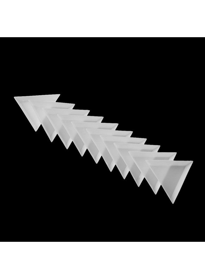 10Pcs White Plastic Triangle Tray Nail Art Rhinestones Gems Crystal Beads Sorting Tray Manicure Tool