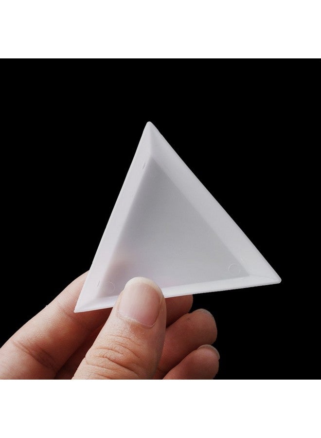 10Pcs White Plastic Triangle Tray Nail Art Rhinestones Gems Crystal Beads Sorting Tray Manicure Tool