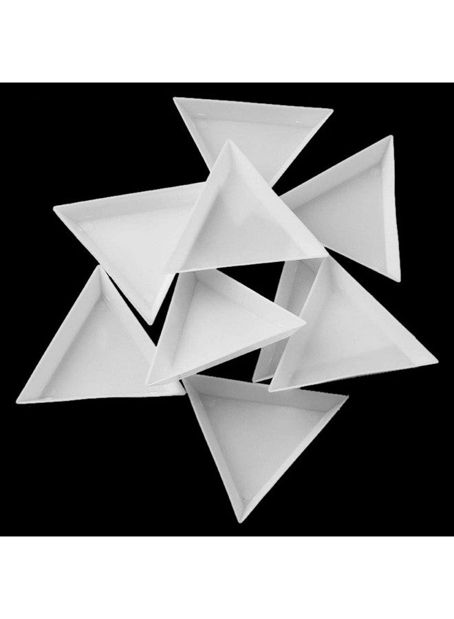 10Pcs White Plastic Triangle Tray Nail Art Rhinestones Gems Crystal Beads Sorting Tray Manicure Tool