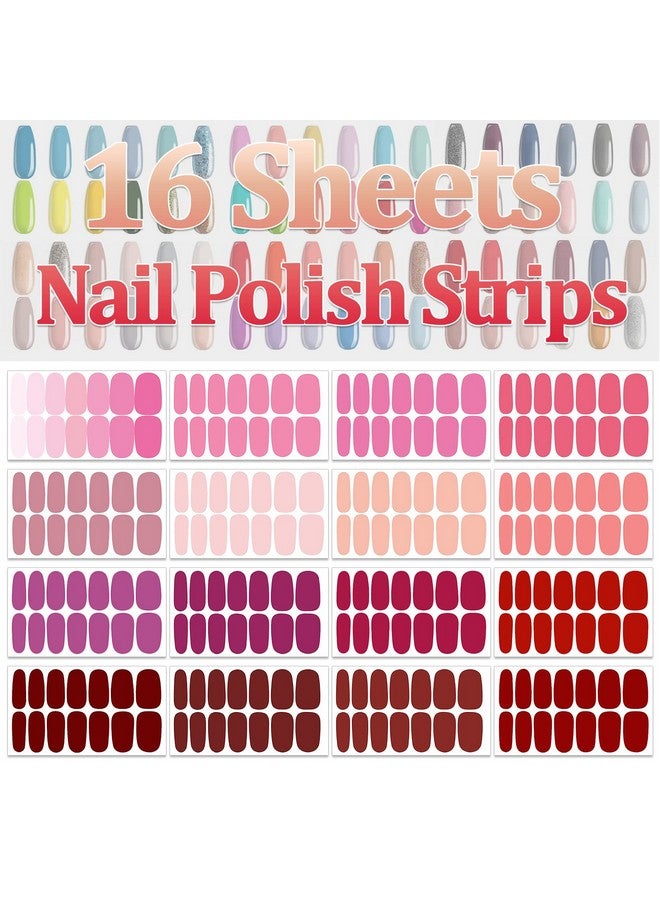 16 Sheets Nail Polish Stickers Full Nail Wraps Stick On Nail Polish Strips Self Adhesive Gel Nail Strips Fingernails Sticker Nails For Women With 1Pc Nail File (Stylish Style)