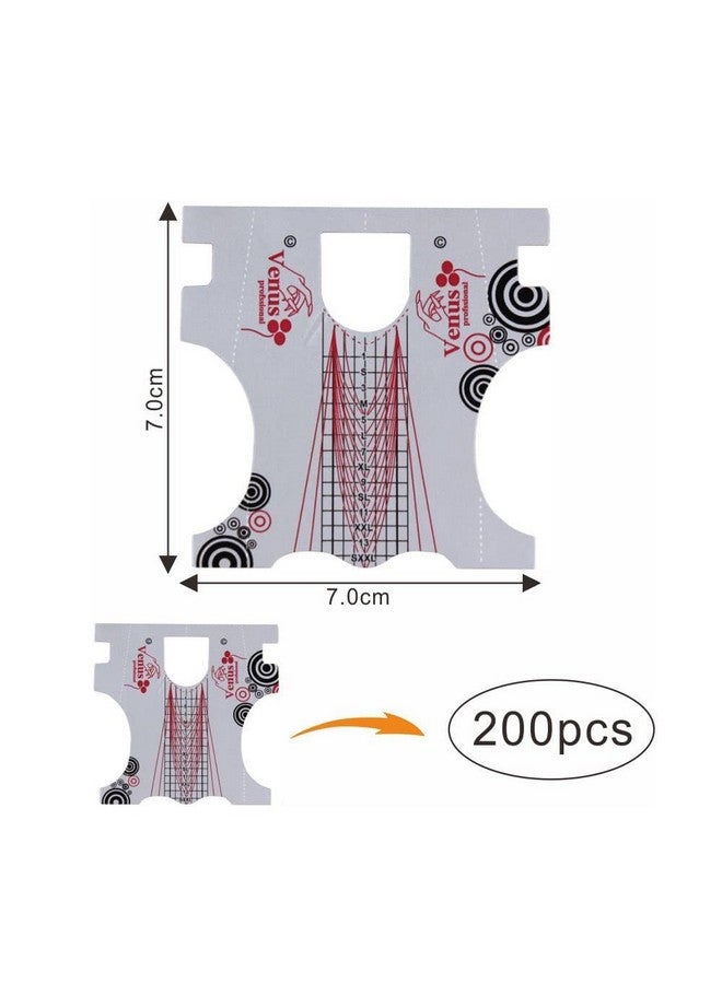 200Pcs Nail Form Silver Color Long Nail Art Guide Stickers For Stilleto Acrylic Uv Gel Nail Tips Manicure Extension Tool