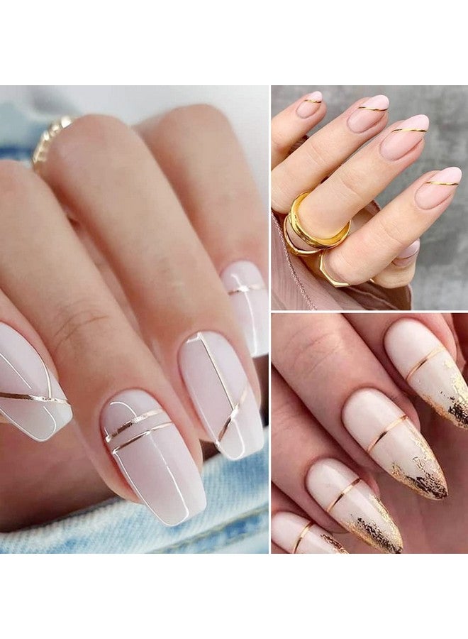8 Sheets Line Nail Art Stickers Rose Gold Silver Metal Nail Stickers Nail Art Supplies 3D Metallic Curve Stripe Wave Lines Nail Decals French Nail Designs Accessories Striping Tape Wavy Nail Decor