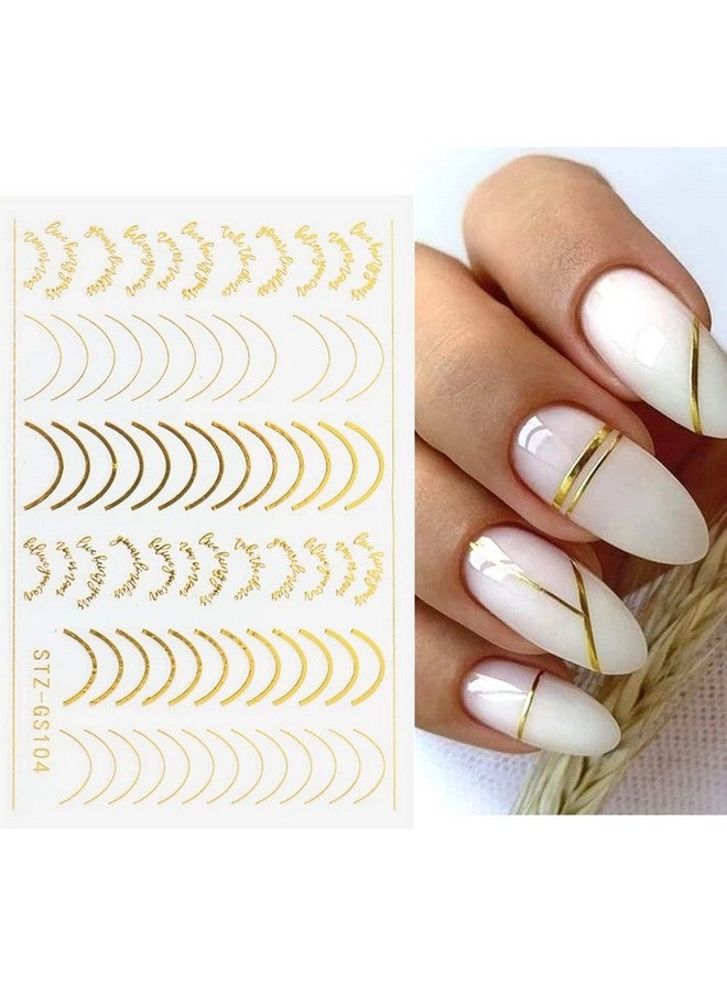 8 Sheets Line Nail Art Stickers Rose Gold Silver Metal Nail Stickers Nail Art Supplies 3D Metallic Curve Stripe Wave Lines Nail Decals French Nail Designs Accessories Striping Tape Wavy Nail Decor