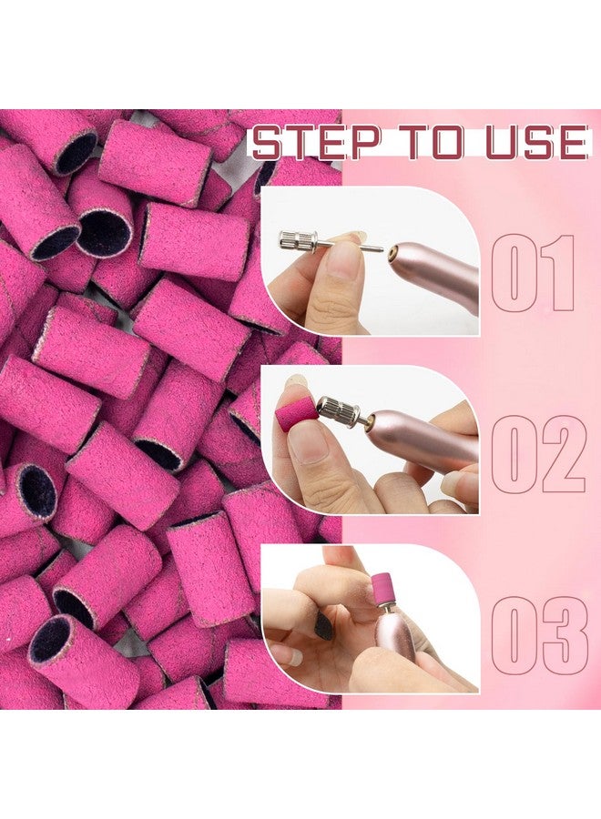 Nails Sanding Bands 240Grit Sanding Band For Nail Drill 200Pcs Pink Sanding Band 240 Grit Fine Sanding Bands With 3/32” Sanding Bit For Natural Nail And Gel Nail Sand Band Set Great For Manicure