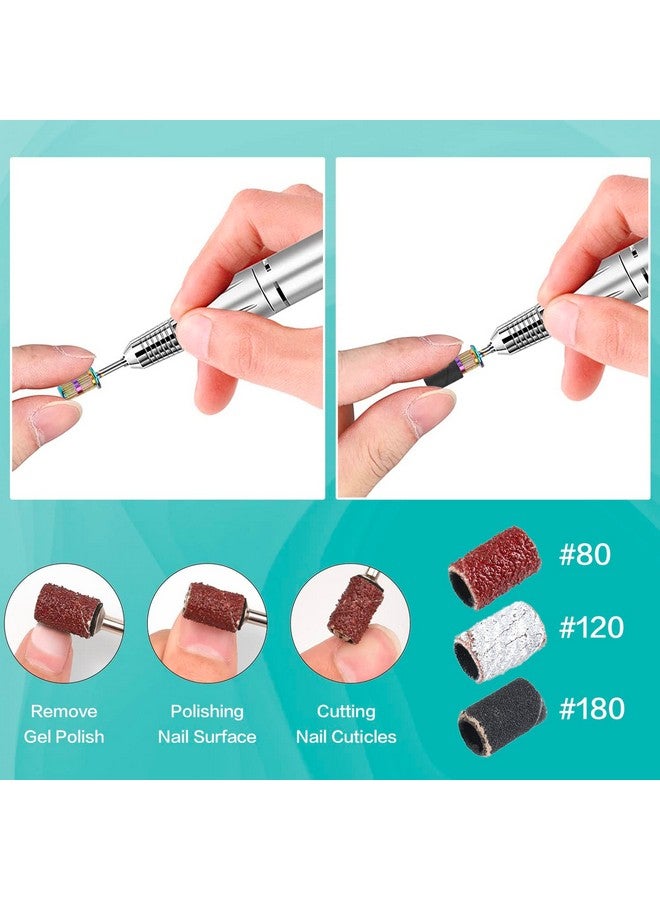 11Pcs Nail Drill Bits With 75Pcs File Sanding Bands (80120180 Grits) 3/32 Inch Tungsten Carbide Drill Bit Set For Acrylic Gel Nails Manicure Pedicure