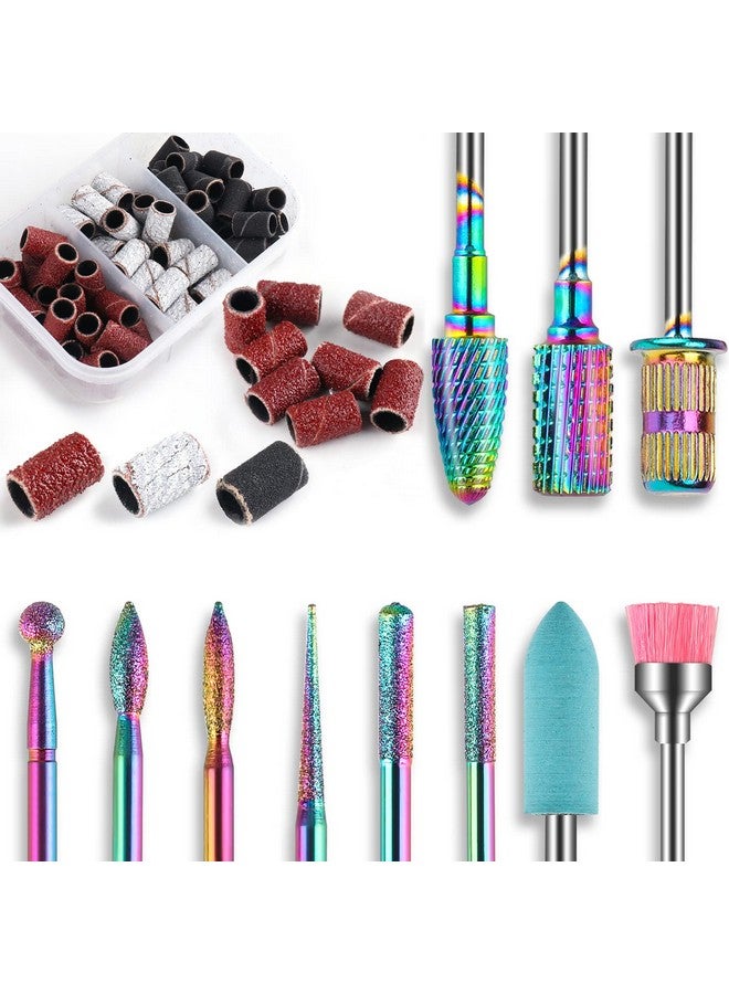 11Pcs Nail Drill Bits With 75Pcs File Sanding Bands (80120180 Grits) 3/32 Inch Tungsten Carbide Drill Bit Set For Acrylic Gel Nails Manicure Pedicure
