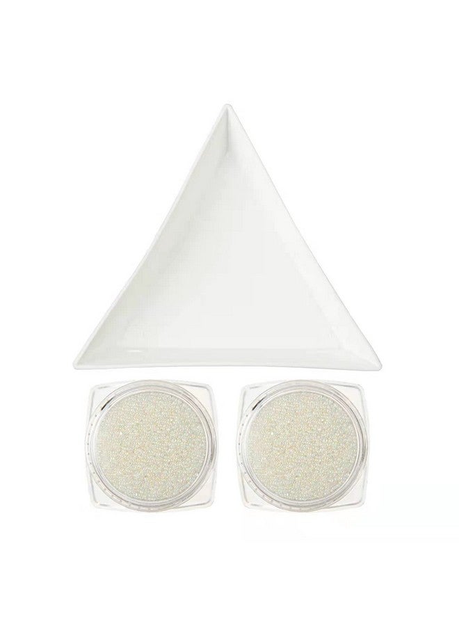 Nails Art Mini Rhinestones Beads Ab Micro Ball Gems 3D Manicure Tips Two Bottle With Tray