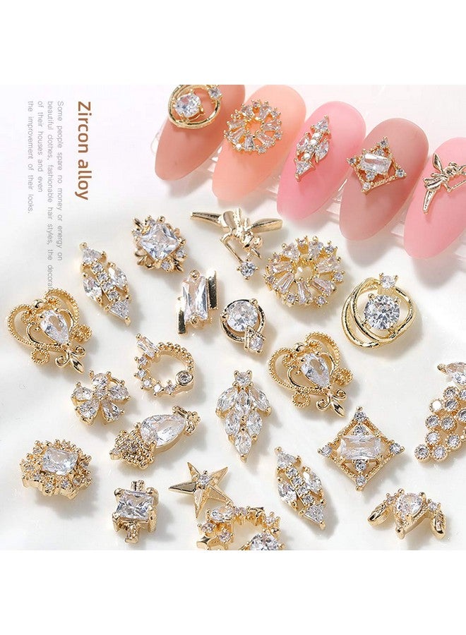 Gold Nail Art Crystal Charms Nail Art Zircon Metal Gem Nail Art Jewelry Diamonds For Nail Art Decorative Accessories Nail Rhinestone Charm For Nail Art 3D