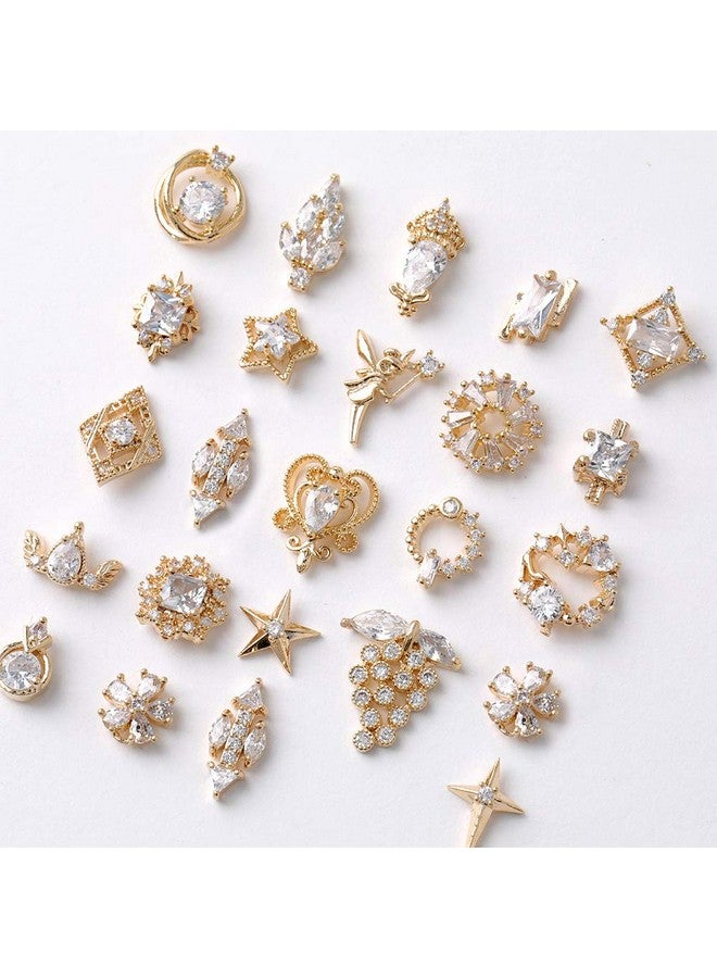 Gold Nail Art Crystal Charms Nail Art Zircon Metal Gem Nail Art Jewelry Diamonds For Nail Art Decorative Accessories Nail Rhinestone Charm For Nail Art 3D
