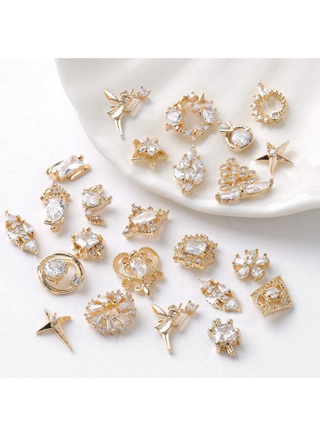 Gold Nail Art Crystal Charms Nail Art Zircon Metal Gem Nail Art Jewelry Diamonds For Nail Art Decorative Accessories Nail Rhinestone Charm For Nail Art 3D