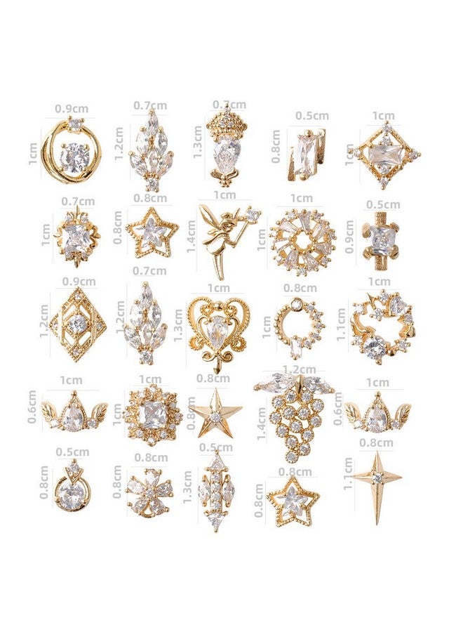 Gold Nail Art Crystal Charms Nail Art Zircon Metal Gem Nail Art Jewelry Diamonds For Nail Art Decorative Accessories Nail Rhinestone Charm For Nail Art 3D