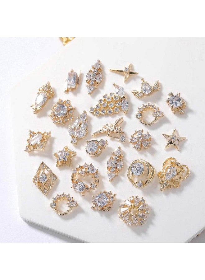 Gold Nail Art Crystal Charms Nail Art Zircon Metal Gem Nail Art Jewelry Diamonds For Nail Art Decorative Accessories Nail Rhinestone Charm For Nail Art 3D