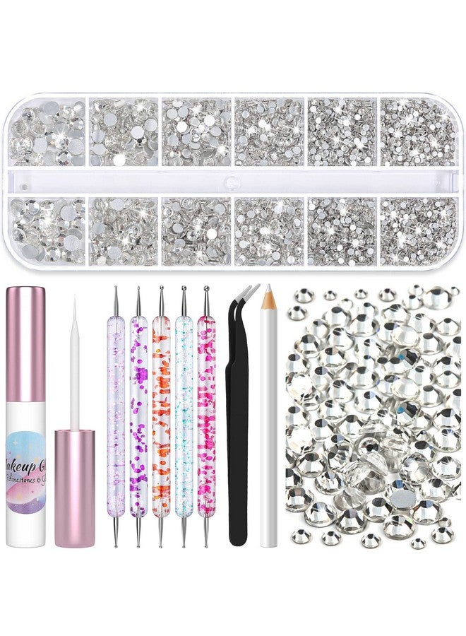 3600Pcs Gems Rhinestones With Makeup Glue Tweezers Dotting Tools For Face Nail Art Body Hair Eye Jewels Crafts Decoration