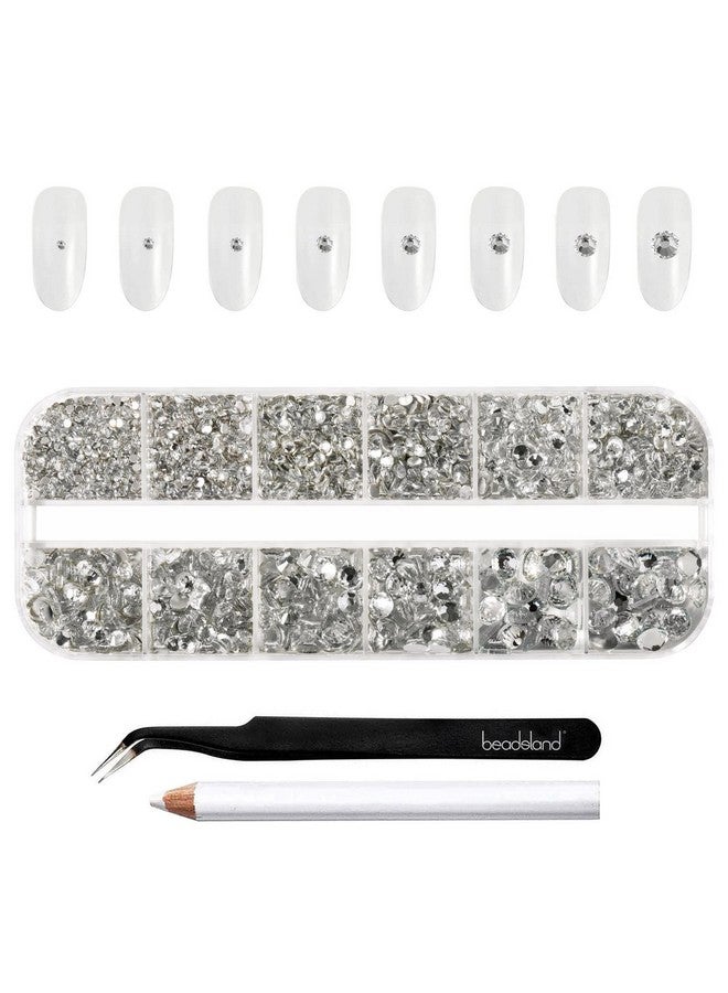 Rhinestones For Makeup8 Sizes 2500Pcs Crystal Flatback Rhinestones Face Gems For Nails Crafts With Tweezers And Wax Pencilclearss4Ss30