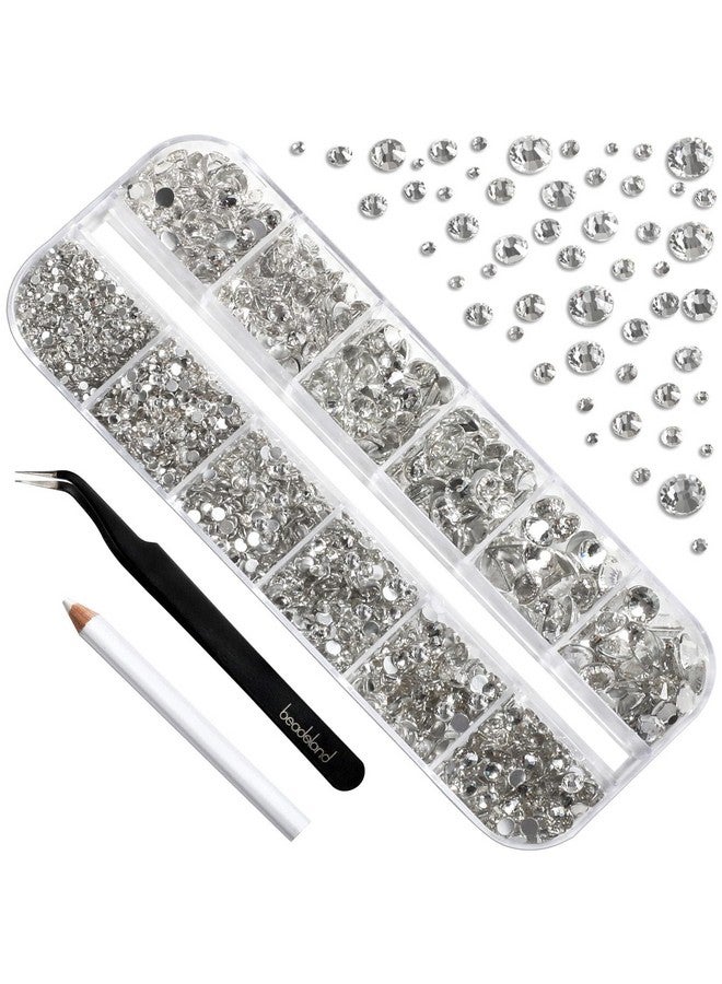 Rhinestones For Makeup8 Sizes 2500Pcs Crystal Flatback Rhinestones Face Gems For Nails Crafts With Tweezers And Wax Pencilclearss4Ss30