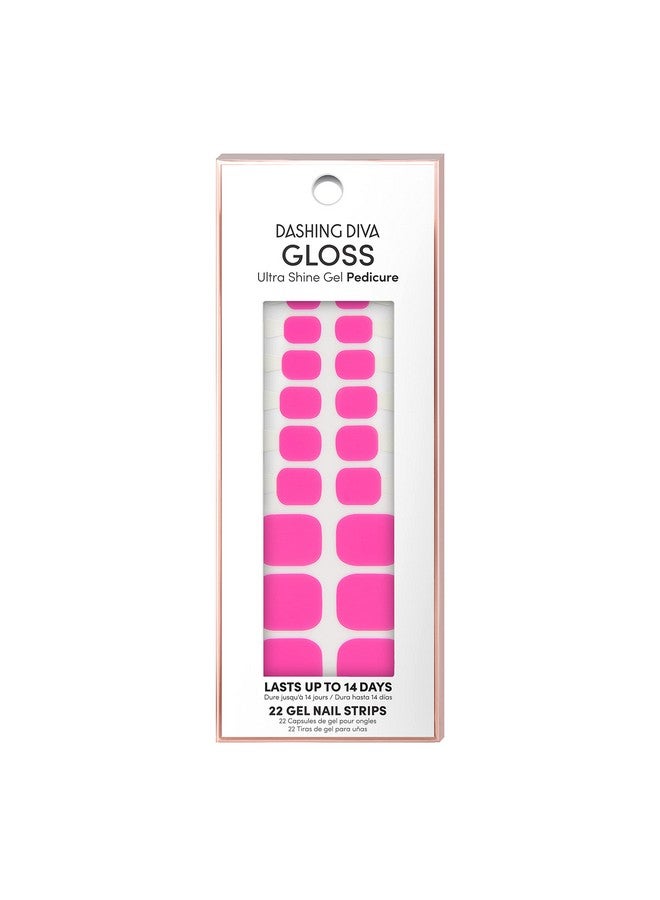 Gloss Pedicure Nail Strips Shocking Pink Uv Free Chip Resistant Long Lasting Gel Pedicure Stickers Contains 22 Nail Wraps 1 Prep Pad 1 Nail File
