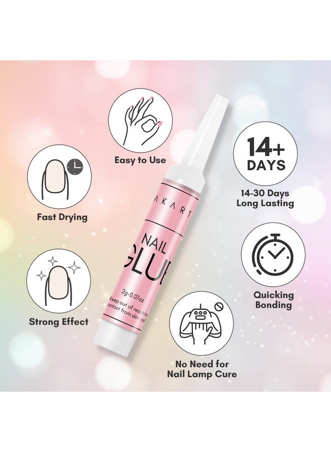 Super Strong Nail Glue For Acrylic Nails Press On Nails 100Pcs Professional Nail Adhesive Bond Nail Tips Glue For Stick On Nails Long Lasting Nail Glue For Fake Nail Broken Nails Repair 0.07Oz