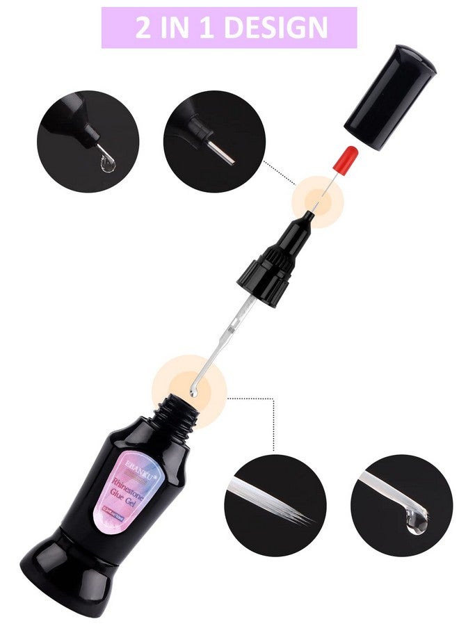 2Pcs Rhinestone Glue For Nails Ebanku Clear Press On Nail Tips Gems Jewel Glue With Brush Acrylic Fake Nail Glue Diy Nail Decoration Supplies (20Ml)