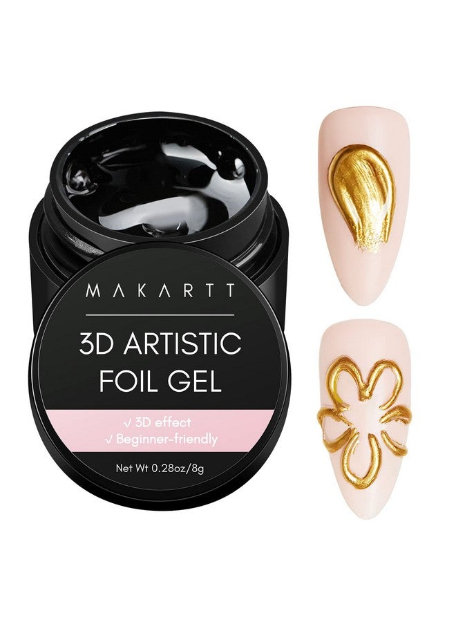 3D Nail Foil Glue 8Ml Foil Transfer Gel Foil Adhesive Glue For Nail Foil Sheets Nail Foil Kit For 3D Gel Nail Art Linear/Shell/Ripple Design Manicure Salon Diy Uv Lamp Required