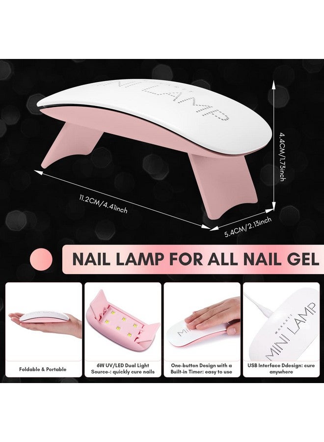 Nail Tips And Glue Gel Kit Solid Nail Glue Gel 15Ml With 500Pcs Almond Medium Prebuffed Soft Gel Nails Tips Full Cover & Portable Mini Nail Lamp And Nail Gel Base Coat Nail Art Diy Manicure