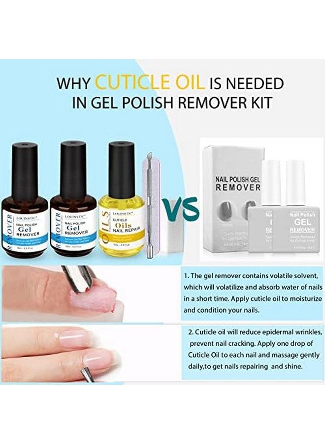 Gel Polish Remover Gel Nail Polish Remover 35 Munites Quick And Easy Gel Nail Remover With Nail Cuticle Oil For Nails 0.5 Oz /15Ml