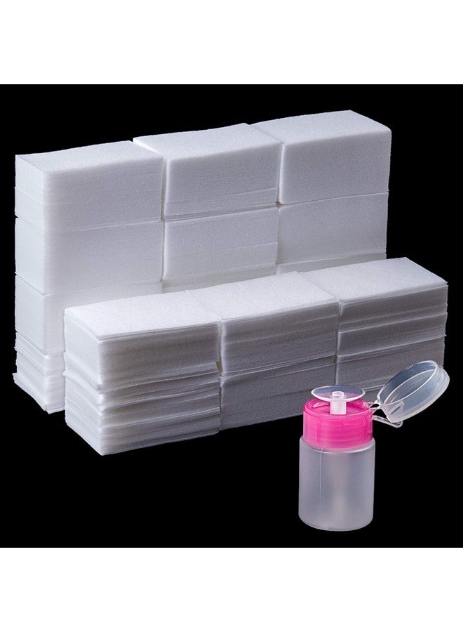 1000 Pcs Gel Nail Polish Remover Lint Free Nail Wipes Cotton Pad With A Pump Dispenser Bottle Disposable Nail Polish Remover For Soak Off Uv Gel Polish Clean Acrylic Nails Remover