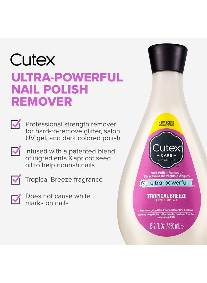 Gel Nail Polish Remover Ultrapowerful & Removes Glitter And Dark Colored Paints Tropical Breeze Scent 15.2 Fl Oz