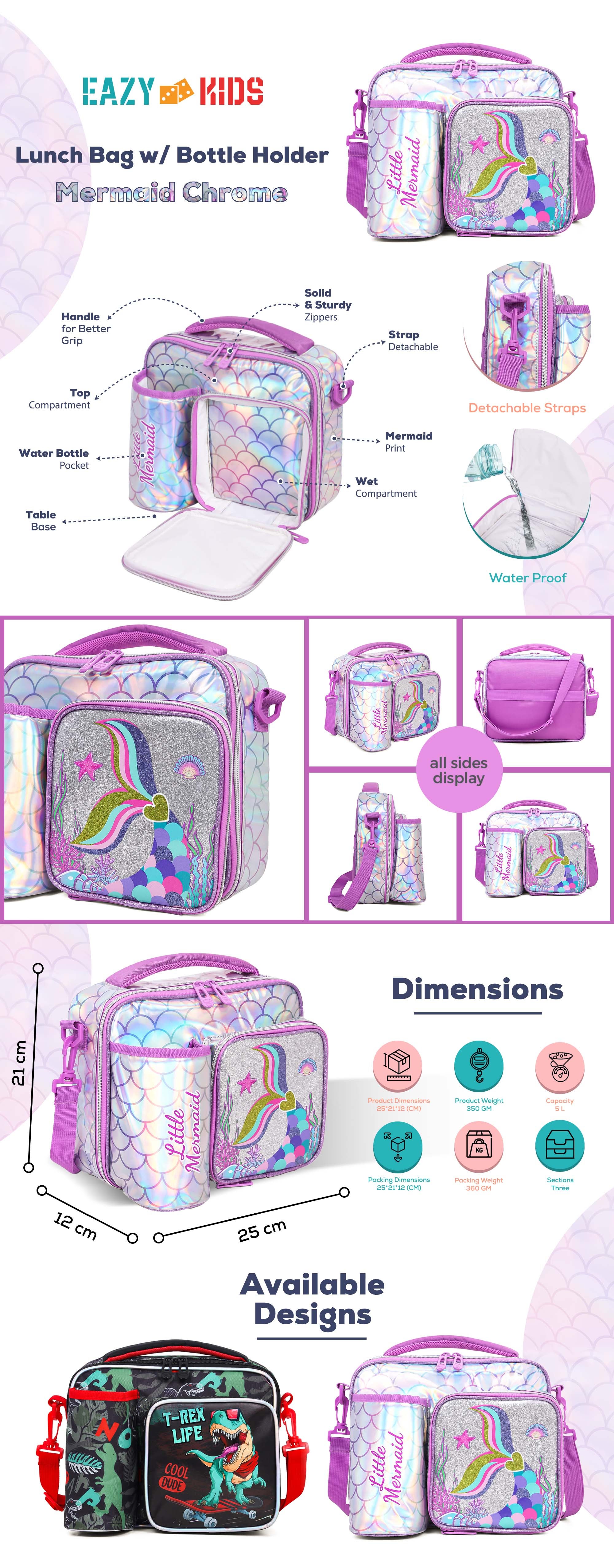 Bottle/Lunch Bag Mermaid Chrome - Purple