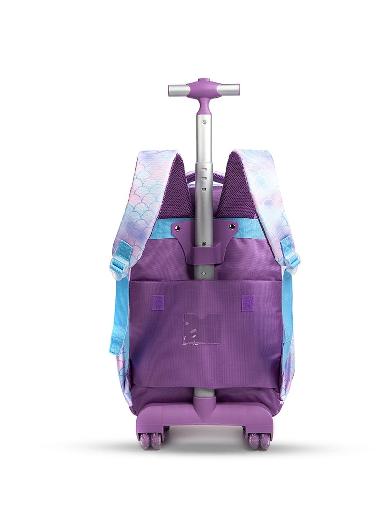 18 Inch Set Of 3 Trolley School Bag With Lunch Bag And Pencil Case Mermaid - Purple