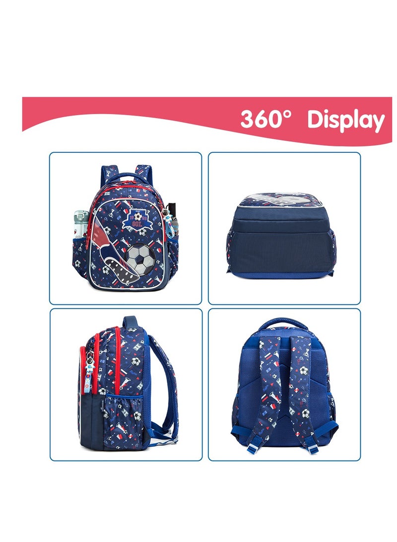 17 Inch Set Of 3 School Bag With Lunch Bag And Pencil Case Football - Blue