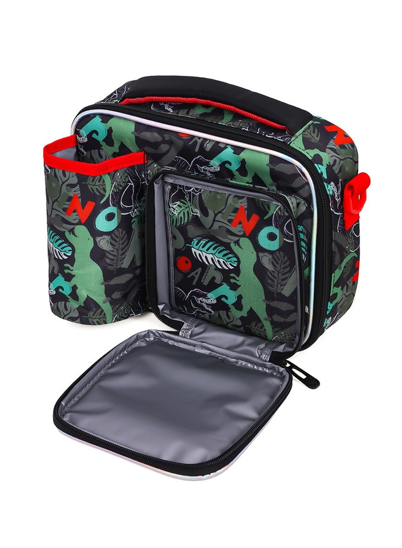 Bottle With Lunch Bag - Dinosaur - Green