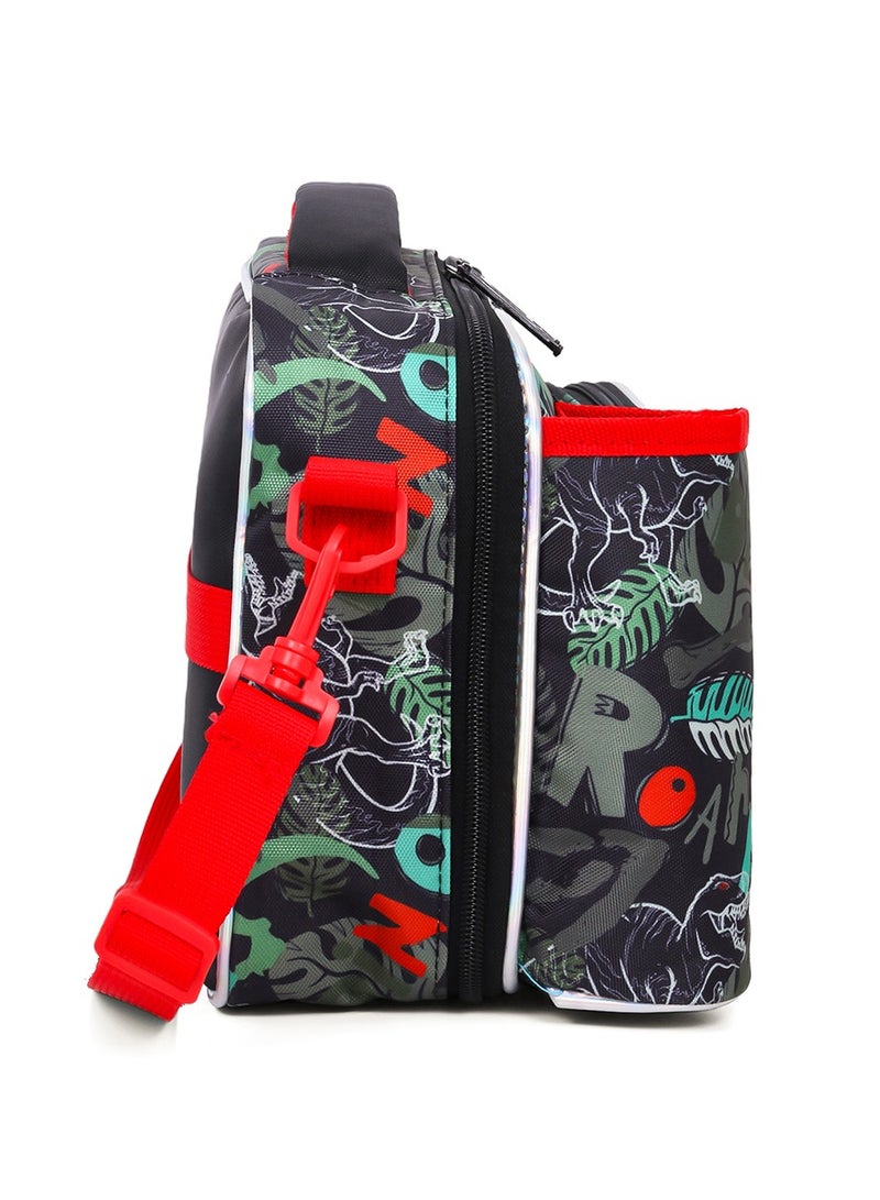 Bottle With Lunch Bag - Dinosaur - Green