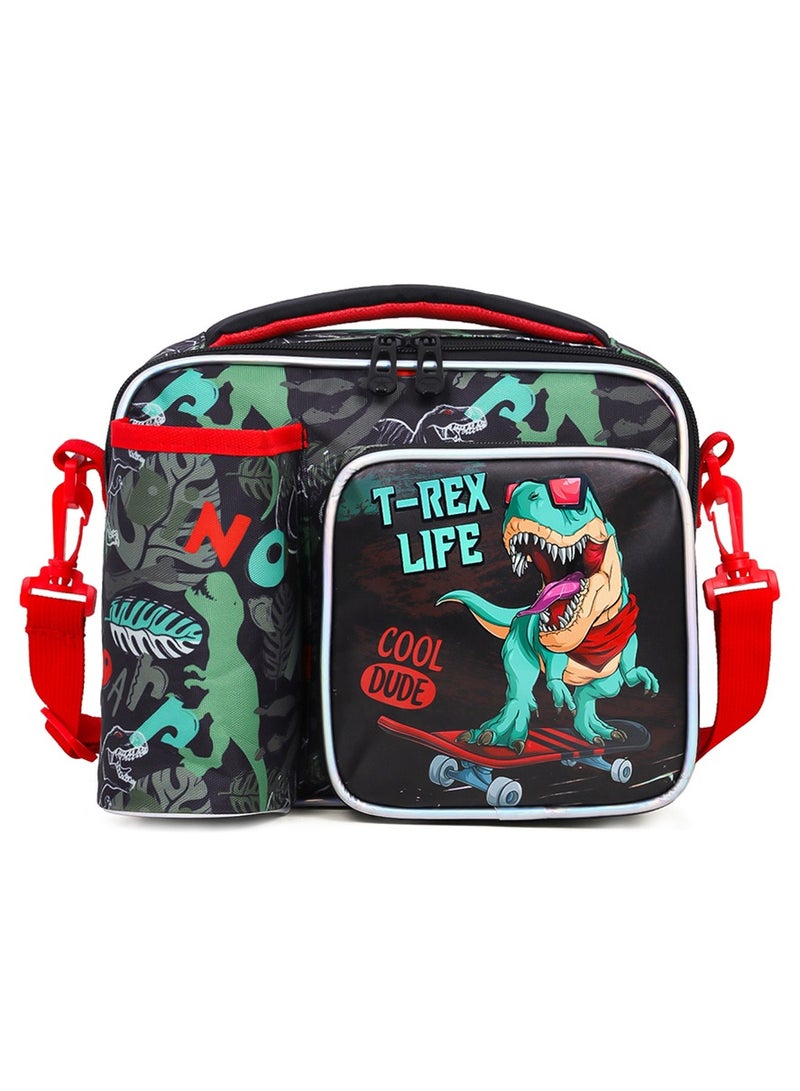 Bottle With Lunch Bag - Dinosaur - Green