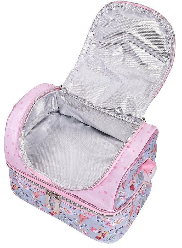 Dual Compartment Lunch Bag Love - Pink