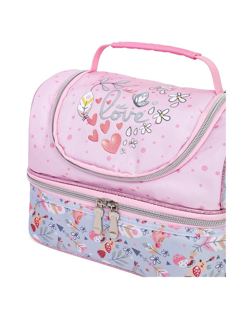 Dual Compartment Lunch Bag Love - Pink