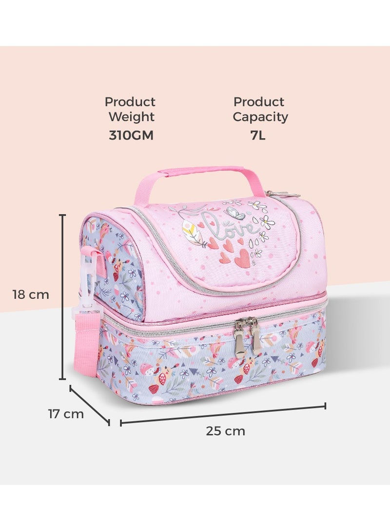 Dual Compartment Lunch Bag Love - Pink