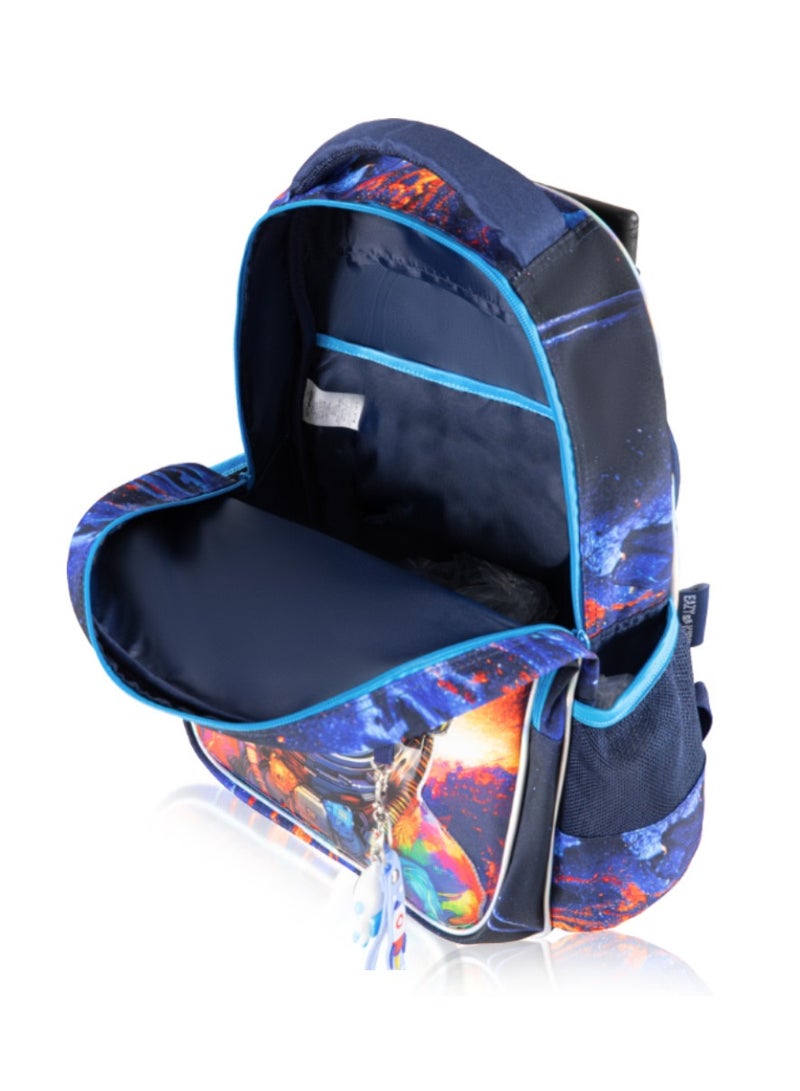 16 Inch Set Of 3 Trolley School Bag With Lunch Bag And Pencil Case Outer Space - Blue