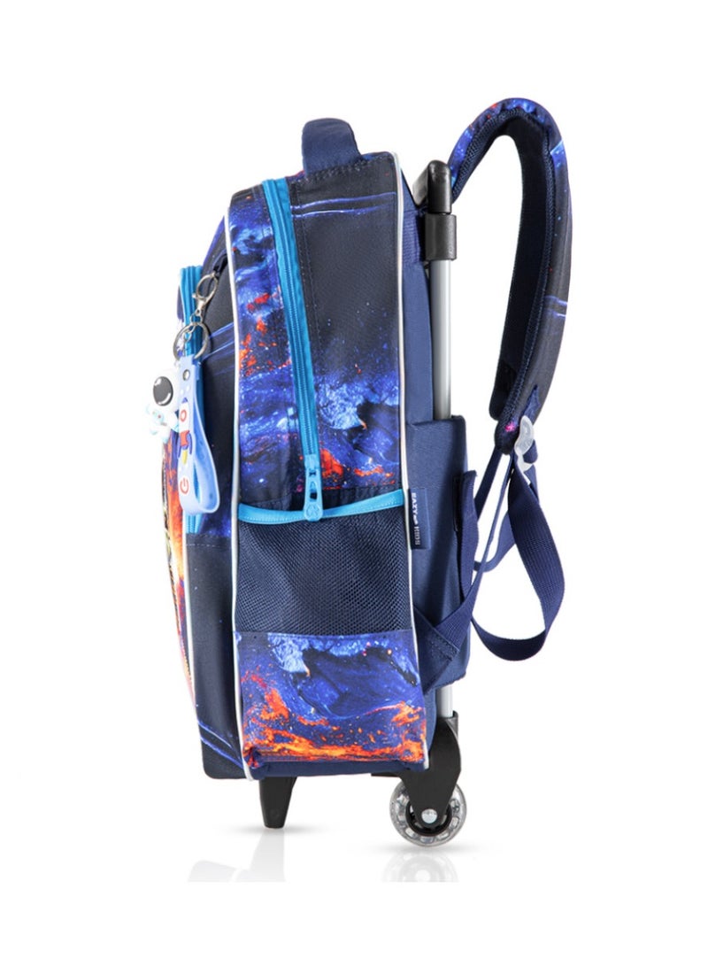 16 Inch Set Of 3 Trolley School Bag With Lunch Bag And Pencil Case Outer Space - Blue