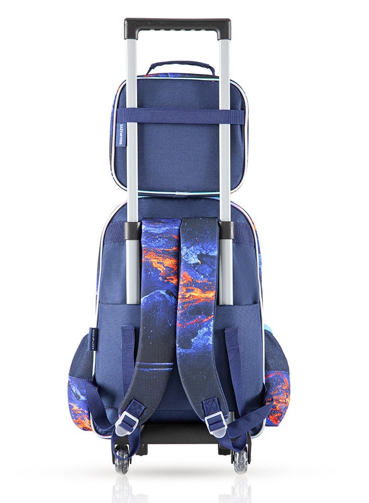 16 Inch Set Of 3 Trolley School Bag With Lunch Bag And Pencil Case Outer Space - Blue